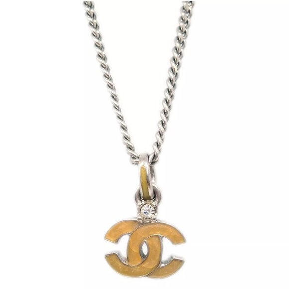 Chanel CC Chain Necklace Pendant Rhinestone Silver - Picture 1 of 5